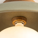 Green XL Dawn Flush Mount Ceiling Light in Ceramic and Oak