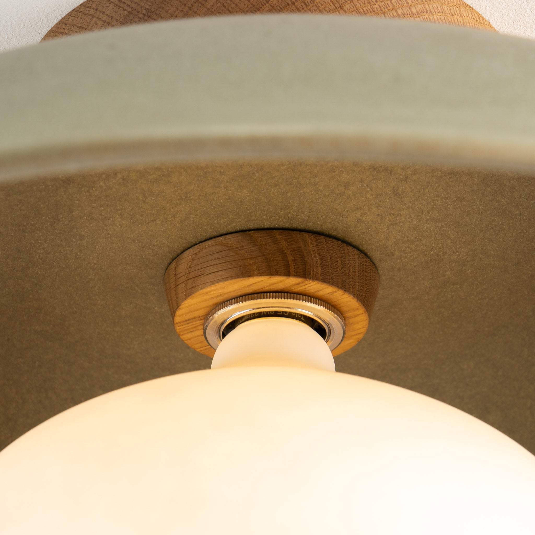 Green XL Dawn Flush Mount Ceiling Light in Ceramic and Oak