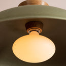 Green XL Dawn Pendant Light in Ceramic and Oak