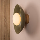 Green XL Dawn Wall Light Sconce in Ceramic and Oak