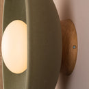 Green XL Dawn Wall Light Sconce in Ceramic and Oak