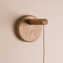 Small Dawn Hanging Wall Light in Ceramic and Oak - Blue and White