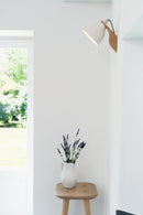 White Element Wall Light in Ceramic and Oak by StudioHaran