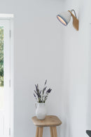 Blue and White Element Wall Light in Ceramic and Oak by StudioHaran