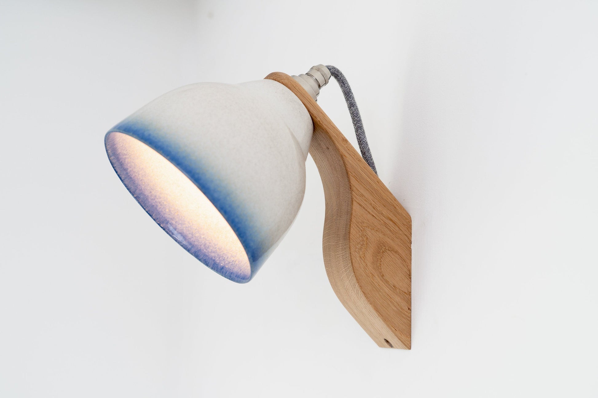 Blue and White Element Oak and Ceramic Wall Light by StudioHaran