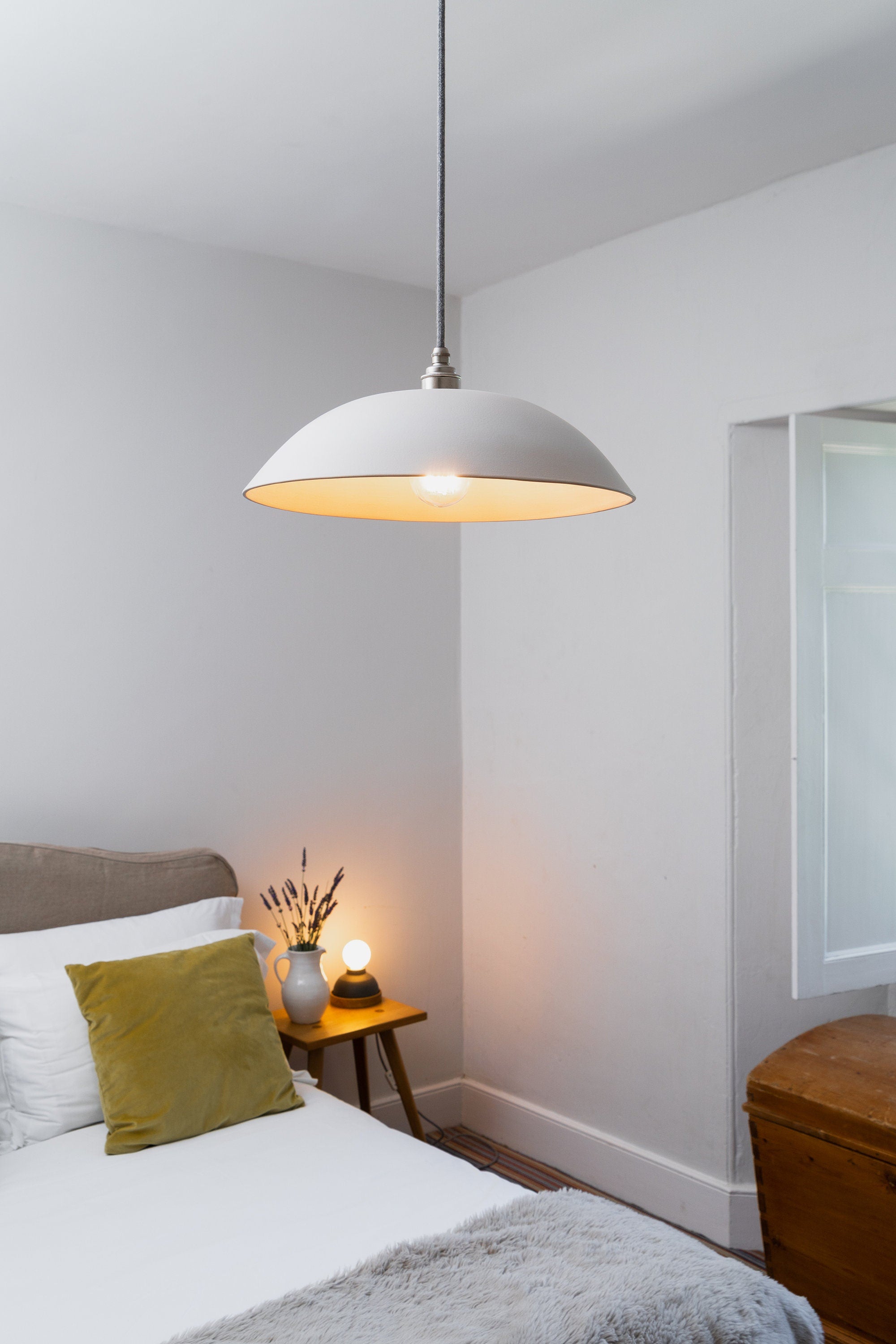 White Dusk Ceramic Lamp Shade and Pendant Set by StudioHaran