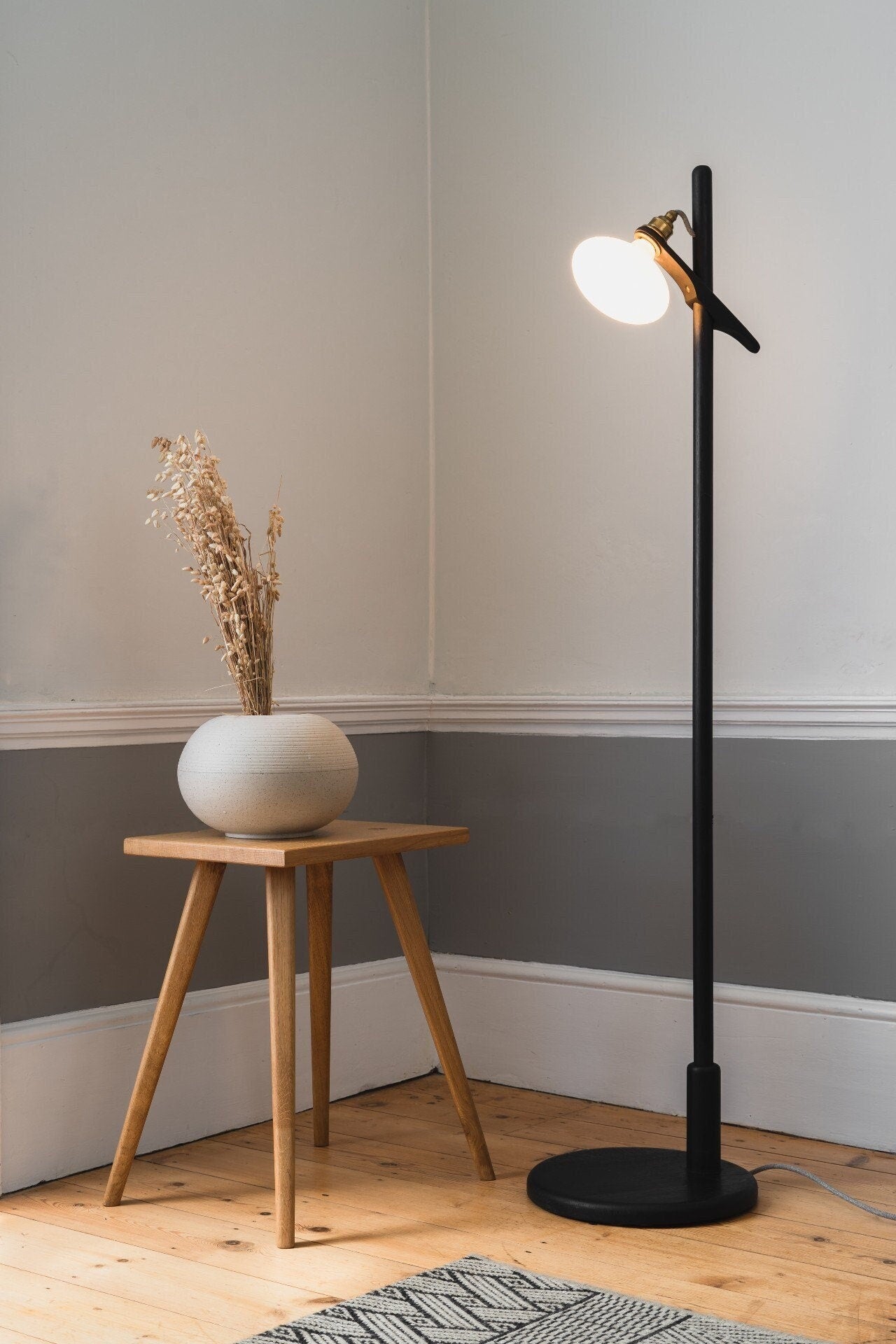 Lomm Floor Lamp in Black Ebonized Oak by StudioHaran