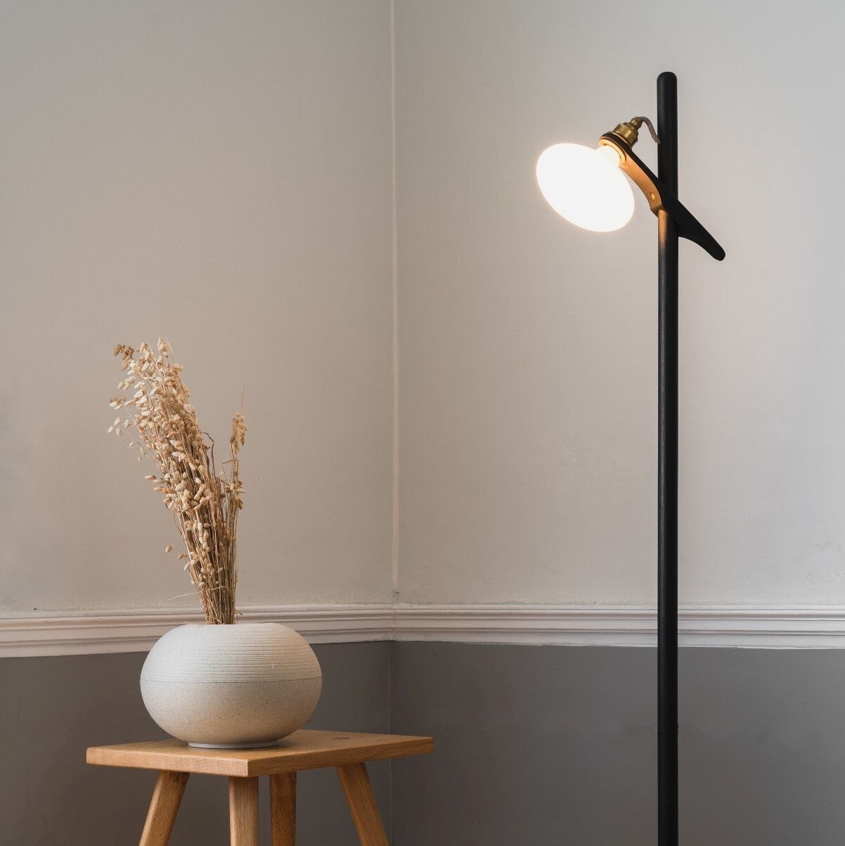 Lomm Floor Lamp in Black Ebonized Oak by StudioHaran