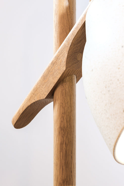 Element Floor lamp in Solid Oak Wood and Ceramic by StudioHaran