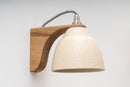 Speckled Cream Matt Right-Angle Element Wall Light in Ceramic and Oak by StudioHaran