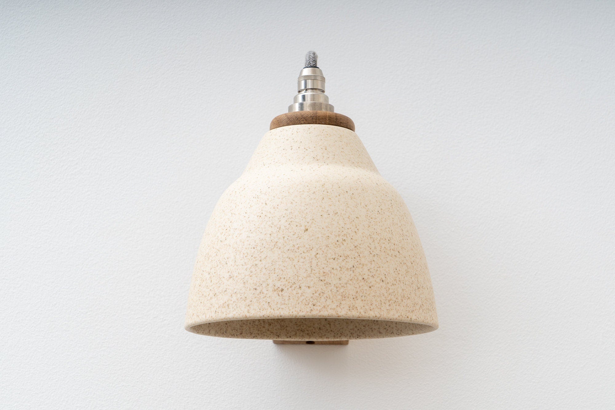 Speckled Cream Matt Right-Angle Element Wall Light in Ceramic and Oak by StudioHaran