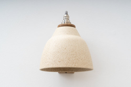 Speckled Cream Matt Right-Angle Element Wall Light in Ceramic and Oak by StudioHaran