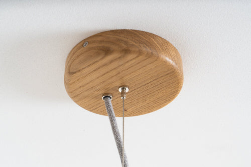 Green XL Dawn Pendant Light in Ceramic and Oak by StudioHaran