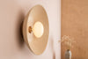 Speckled Cream Matt XL Dawn Wall Light Sconce in Ceramic and Oak