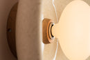 Speckled Cream Gloss XL Dawn Wall Light Sconce in Ceramic and Oak by StudioHaran