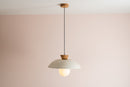 White Dawn Pendant Light in Ceramic and Oak by StudioHaran