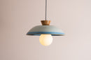 Blue & White Dawn Pendant Light in Ceramic and Oak by StudioHaran