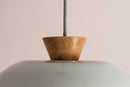 Blue & White Dawn Pendant Light in Ceramic and Oak by StudioHaran
