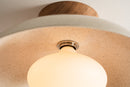 Speckled Cream Gloss Dawn Flush Mount Ceiling Light in Ceramic and Oak by StudioHaran
