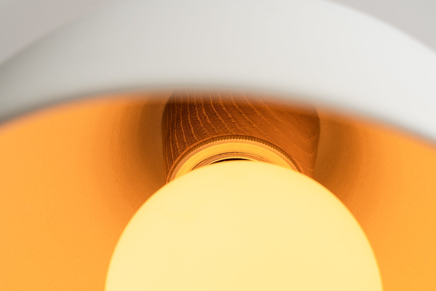 White Element Pendant Light in Ceramic and Oak by StudioHaran