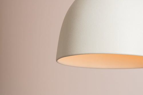 White Element Pendant Light in Ceramic and Oak by StudioHaran