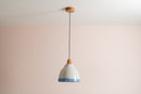 Blue and White Element Pendant Light in Ceramic and Oak by StudioHaran