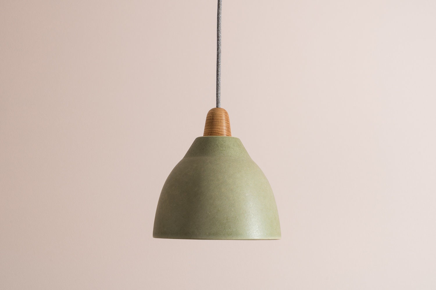 Green Element Pendant Light in Ceramic and Oak by StudioHaran