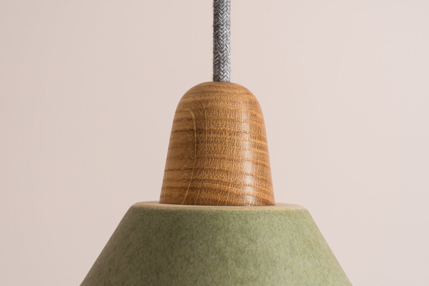 Green Element Pendant Light in Ceramic and Oak by StudioHaran