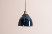 Blue Element Pendant Light in Ceramic and Oak