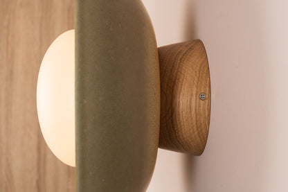 Green Dawn Wall Light Sconce in Ceramic and Oak by StudioHaran