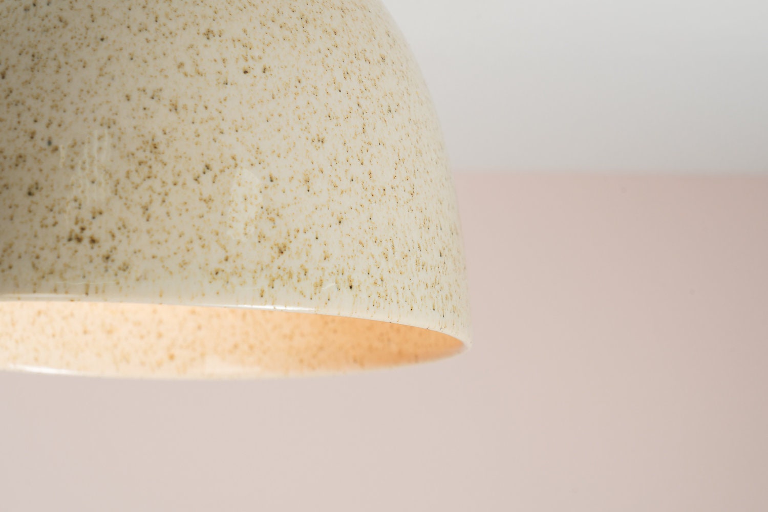Speckled Cream Gloss Element Flush Mount Ceiling Light in Ceramic and Oak