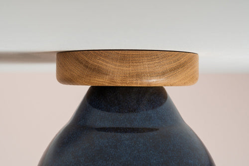 Blue Element Flush Mount Ceiling Light in Ceramic and Oak by StudioHaran
