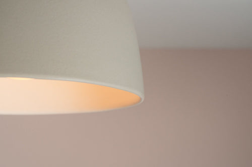 White Element Flush Mount Ceiling Light in Ceramic and Oak by StudioHaran