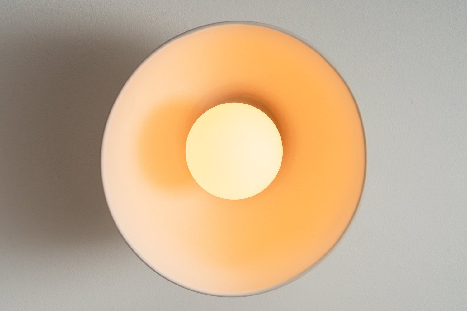 White Element Flush Mount Ceiling Light in Ceramic and Oak by StudioHaran