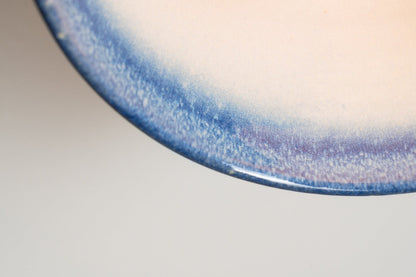 Blue and White Element Flush Mount Ceiling Light in Ceramic and Oak by StudioHaran