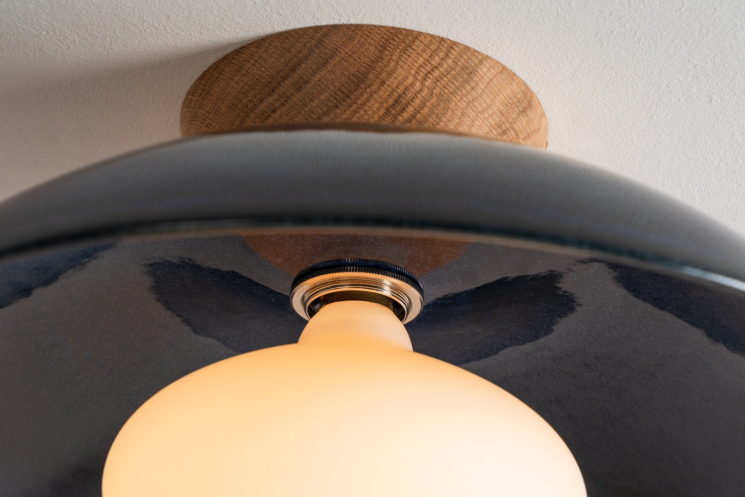 Blue Dawn Flush Mount Ceiling Light in Ceramic and Oak by StudioHaran