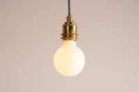 Brass/Nickel Pendant Light Fixture with Linen Cable and Oak Ceiling Rose