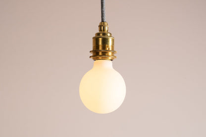 Brass/Nickel Pendant Light Fixture with Linen Cable and Oak Ceiling Rose by StudioHaran