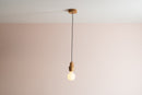 Wooden Element Pendant Light Fixture with Linen Cable and Solid Oak Ceiling Rose by StudioHaran