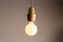 Wooden Element Pendant Light Fixture with Linen Cable and Solid Oak Ceiling Rose by StudioHaran