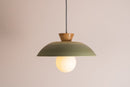Green Dawn Pendant Light in Ceramic and Oak by StudioHaran