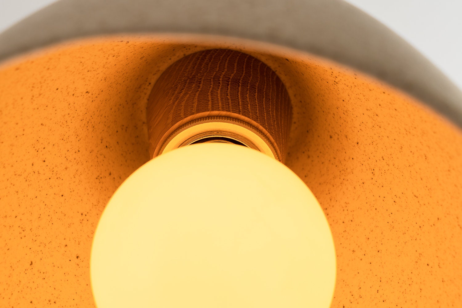 Speckled Cream Matt Element Pendant Light in Ceramic and Oak by StudioHaran
