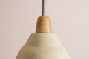 Small Speckled Cream Matt Element Pendant Light in Ceramic and Oak by StudioHaran