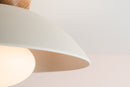 White Dawn Flush Mount Ceiling Light in Ceramic and Oak by StudioHaran