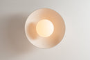 White Dawn Flush Mount Ceiling Light in Ceramic and Oak by StudioHaran
