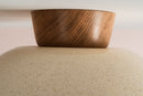 Speckled Cream Gloss Dawn Flush Mount Ceiling Light in Ceramic and Oak by StudioHaran