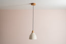 Small White Element Pendant Light in Ceramic and Oak by StudioHaran