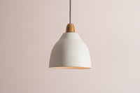 White Element Pendant Light in Ceramic and Oak