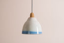 Blue and White Element Pendant Light in Ceramic and Oak by StudioHaran
