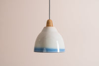 Blue and White Element Pendant Light in Ceramic and Oak